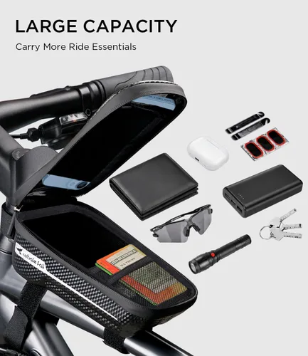 Miniatura 5 de whale fall Bolsa de marco de bicicleta impermeable, carcasa dura 3D Eva, soporte para teléfono de bicicleta, bolsa de tubo superior de bicicleta