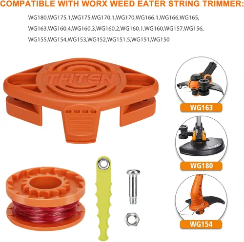 Miniatura 3 de THTEN WA0010 WA0004 - Carrete de repuesto de cabeza de cuchillas de recortadora de 10 pies y 0.065 pulgadas, compatible con Worx WG180, WG175