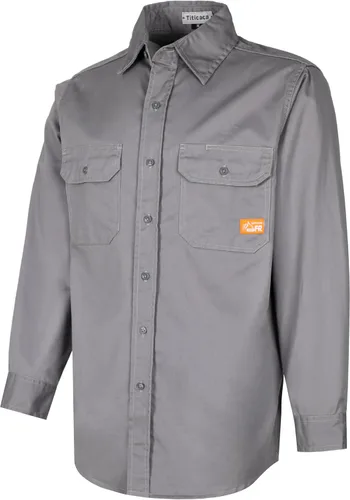 Miniatura 8 de Camisa de trabajo resistente al fuego Titicaca FR Camisa resistente al fuego para hombres de algodón 7.5oz camisa de soldadura Gris