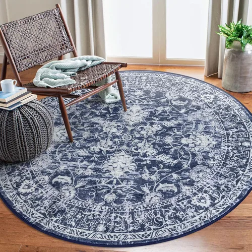 Miniatura 21 de KILOCOCO Alfombra lavable de 2 x 3 para entrada, estampado floral vintage, suave, antideslizante, azul, alfombras de cocina, tapete