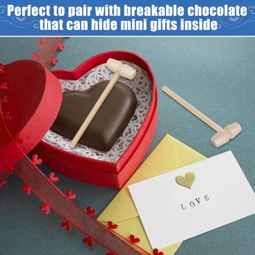 Miniatura 9 de Caffox Mini martillos de madera para chocolate, 30 mazos de madera pequeños para corazón de chocolate rompible, manualidades y accesorios de juego