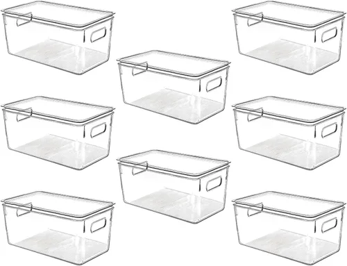 Miniatura 6 de Contenedores de almacenamiento de plástico transparente con tapas, perfectos para organización de cocina o organización y almacenamiento