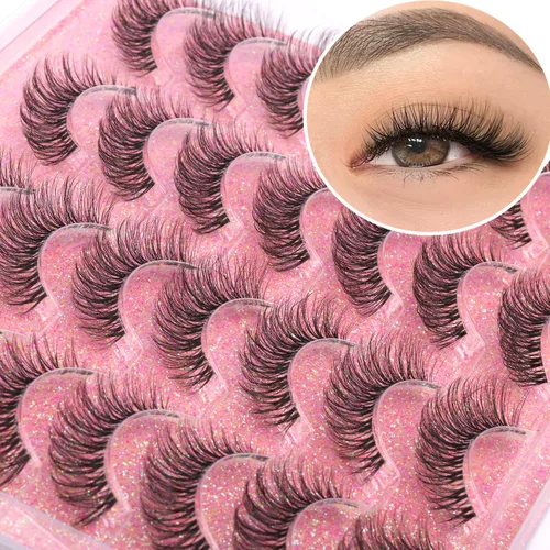 Miniatura 9 de Pestañas Postizas de Aspecto Natural Pestañas de Visón Sintético Wispy Pestañas de Ojo de Zorro que Parecen Extensiones Pestañas de Visón 3D