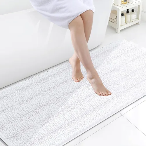 Miniatura 243 de Grandaily Alfombras de baño de felpilla a rayas de 24 x 16 pulgadas, extra gruesas y suaves, absorbentes, parte trasera de goma, alfombra de ducha