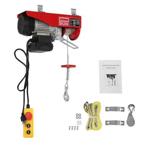 Polipasto eléctrico de 440 libras con control remoto con cable y cabrestante eléctrico de eslingas simples/dobles, alzamiento de ático, elevador