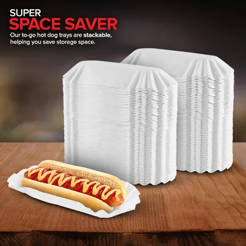 Miniatura 6 de Stock Your Home Bandejas de papel para perros calientes (paquete de 100) forros de papel estriado para perros calientes de 6 pulgadas, envoltorios