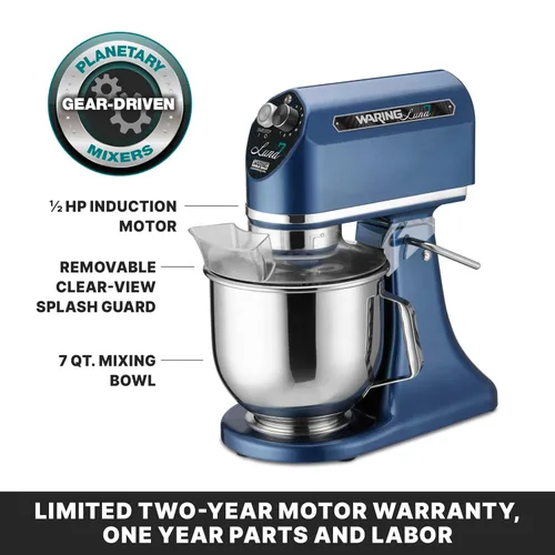 Miniatura 4 de Waring Commercial Luna Planetary - Batidora de pie, capacidad de 7 cuartos de galón, 1/2 caballos de fuerza, cabezal inclinable de 11 velocidades