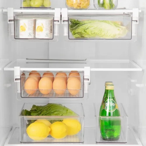 Miniatura 3 de vacane Cajón grande para refrigerador con bandeja extraíble para huevos de 28 rejillas, cajón transparente para huevos para contenedores