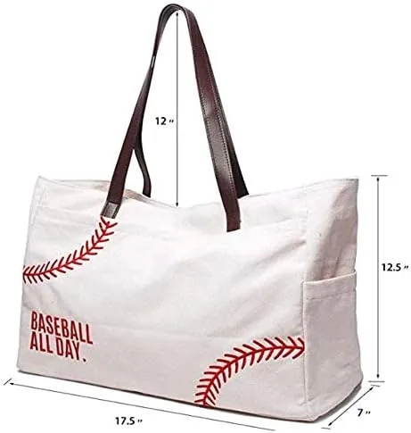 Miniatura 3 de Bolsa de lona de béisbol para mujer, artículos esenciales para madres deportivas, bolsa bordada de béisbol para mamá, béisbol de viaje, regalo