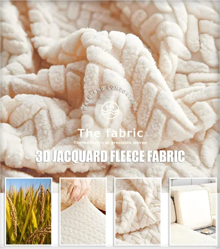 Miniatura 3 de Fundas elásticas para sofá modular en forma de L, con textura de oreja de trigo, fundas para sofá reclinable, protector de muebles antideslizante