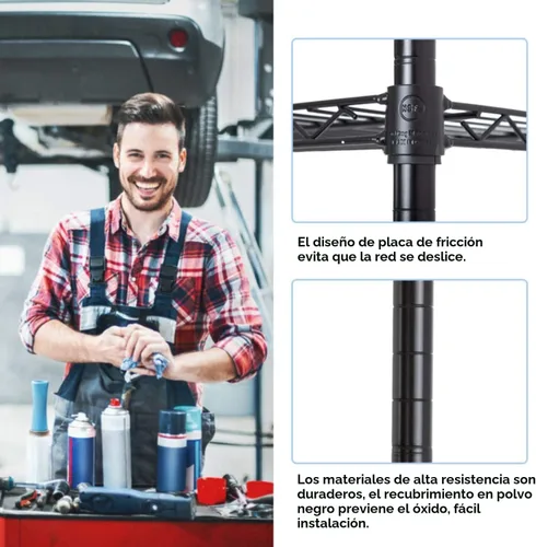 Miniatura 5 de BestOffice Estantes de almacenamiento de alambre de 6 niveles 42 x 16 x 72 Negro con estantes ajustables Estante de metal resistente