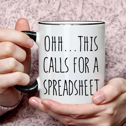 Miniatura 4 de Divertida taza de café con hoja de cálculo, regalo para compañero de trabajo, regalo de Navidad y cumpleaños para contador, taza de contabilidad