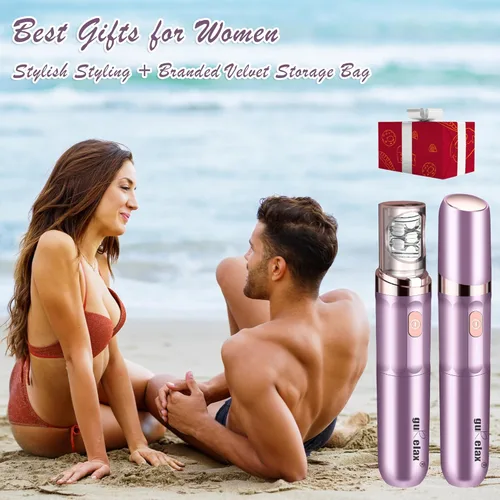 Miniatura 7 de Depiladora para mujer, depiladora eléctrica inalámbrica 2 en 1, depiladora facial compacta con cabeza chapada en oro de 18 quilates, para cara