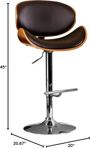 Miniatura 2 de AC Pacific ACBS34 Taburete giratorio de piel sintética ajustable para isla de cocina con marco curvado y elegante base cromada, sillas de mostrador
