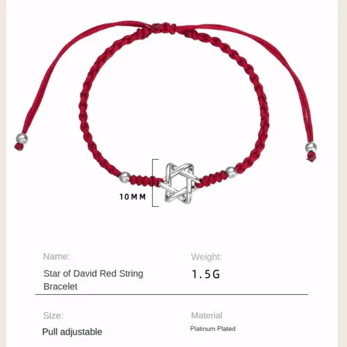 Miniatura 7 de Pulsera de cuerda roja con estrella de David para mujer, amuleto de la suerte, magen David, joyería, regalos de Navidad
