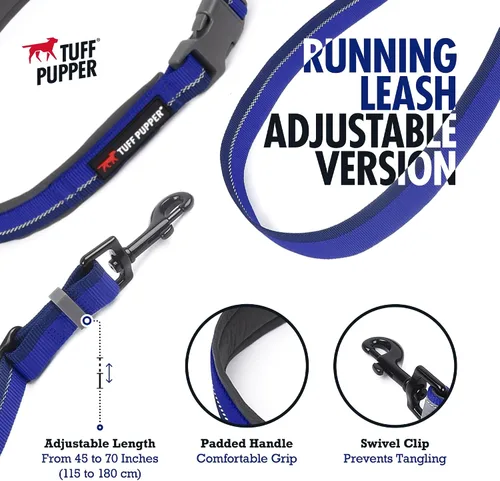 Miniatura 2 de Correa de perro Tuff Pupper con manos libres de longitud ajustable Ligera para correr, trotar, caminar Cinturón acolchado (61-127 cm) Se