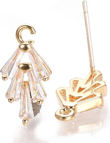Miniatura 2 de Fashewelry 10 pares de aretes de tuerca de latón con circonita cúbica de oro de 18 quilates con circonita cúbica para mujeres y niñas, aretes