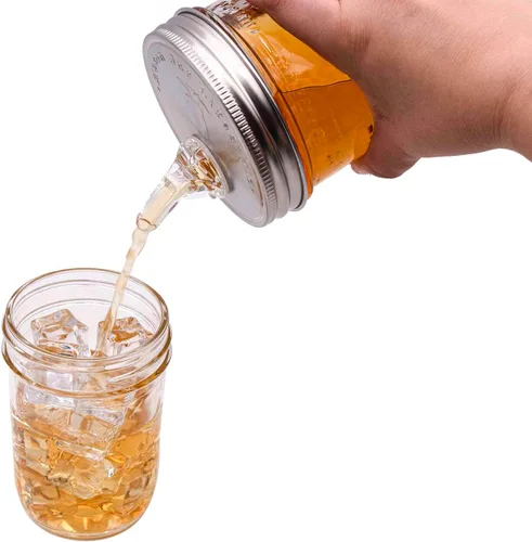 Miniatura 3 de Paquete de 2 tapas de boquilla de licor de acero inoxidable para tarros Mason (boca ancha)