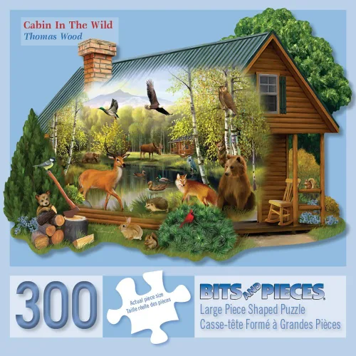 Miniatura 2 de Bits and Pieces Rompecabezas de 300 piezas para adultos - Cabaña en la naturaleza - Rompecabezas de animales del bosque por el artista Thomas Wood