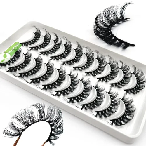 Miniatura 48 de 10 pares de pestañas rusas 3D voluminosas, con curvatura DD, pestañas postizas de visón sintético, pestañas de 19/32 de pulgada que parecen S09