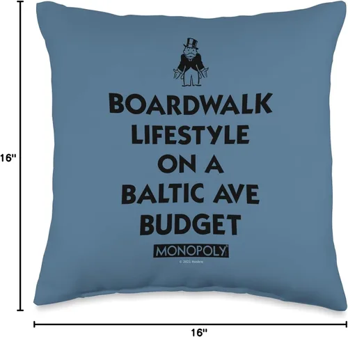 Miniatura 4 de Monopoly Boardwalk Lifestyle, Baltic Ave - Almohada económica, 16 x 16 pulgadas, multicolor