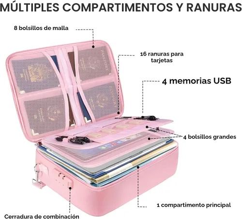 Miniatura 2 de BALEINE Caja de Documentos Ignífuga con Cerradura, Bolsa de Documentos Ignífuga Portátil Impermeable Cajas de Archivos Ignífugas para Documentos