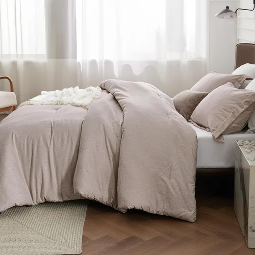 Miniatura 18 de Bedsure Juego de edredón Twin/Twin XL, ropa de cama suave beige para todas las estaciones, juego de cama teñido catiónico, 2 piezas, 1 edredón