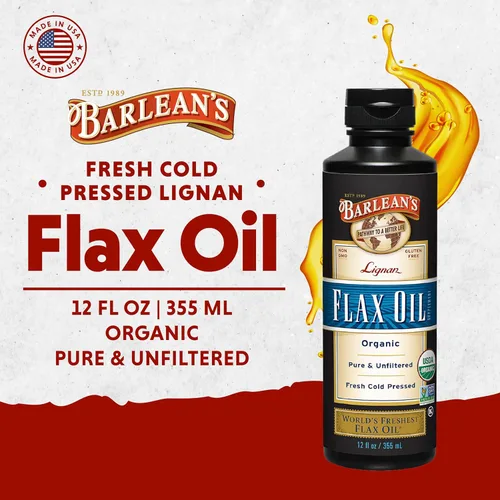Miniatura 2 de Barlean's Lignan Aceite de linaza de semillas de lino prensadas en frío, 7,230 mg de ácidos grasos ALA Omega-3 para mejorar la salud del corazón