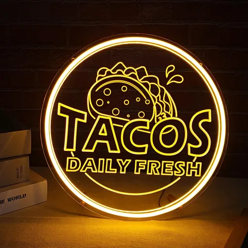 Letrero de neón para barra de tacos, burritos, con luz LED para exhibición de negocios, restaurante mexicano, tienda, decoración de cocina, comedor,