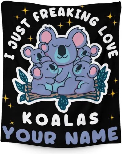 Miniatura 23 de Manta Koala para los amantes del koala, tamaño de cuna de 40 x 50 pulgadas, manta suave y acogedora para regalo, manta negra de dibujos animados