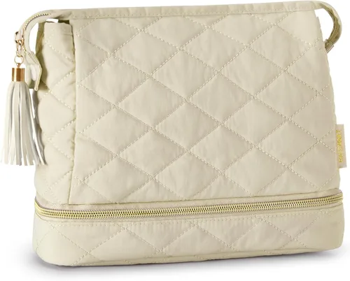 Miniatura 14 de BAGSMART Pequeña bolsa de maquillaje, neceser portátil esponjoso con cierre de cremallera con encanto, organizador de viaje resistente al agua