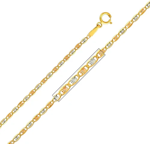 Miniatura 4 de The World Jewelry Center 14k Tri-color Gold Religious Baptism Pendant with 1.5mm Valentino Diamond Cut Chain Necklace