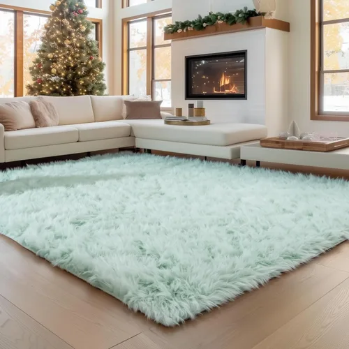 Miniatura 16 de Super Area Rugs - Alfombra de piel de oveja suave y esponjosa Gris oscuro