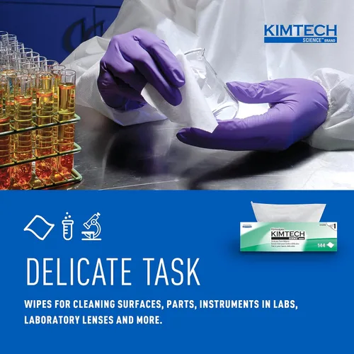 Miniatura 4 de Kimtech 34256CT KIMWIPES - Limpiadores para tareas delicadas, 1 Hoja, 14 7/10 x 16 3/5, Caja con 140 (Cartón con 15 Cajas)