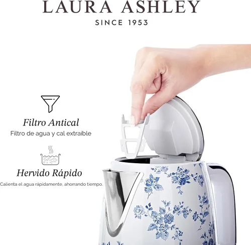 Miniatura 6 de Laura Ashley Hervidor eléctrico de acero inoxidable de 1.7 litros – Hervidor eléctrico de hervir rápido de 1500 W para agua hirviendo – Hervidores