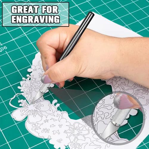 Miniatura 2 de DIYSELF Juego de 2 cuchillos Exacto para manualidades, arte y cuero - Cuchillo de precisión con 20 cuchillas #11 (negro)