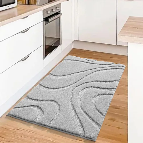 Miniatura 3 de DEXDE Alfombras de baño de 20 x 32 pulgadas, alfombra de baño suave y esponjosa de microfibra, alfombras antideslizantes para el suelo del baño, Gris