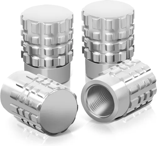 Miniatura 9 de Auto Dynasty Tapones hexagonales de válvula de neumático de aleación de latón recubierto y pulido de aluminio negro cromado (paquete de 4)