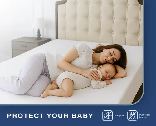 Miniatura 2 de Lubel Luxe - Protector de colchón impermeable, color blanco, bambú natural