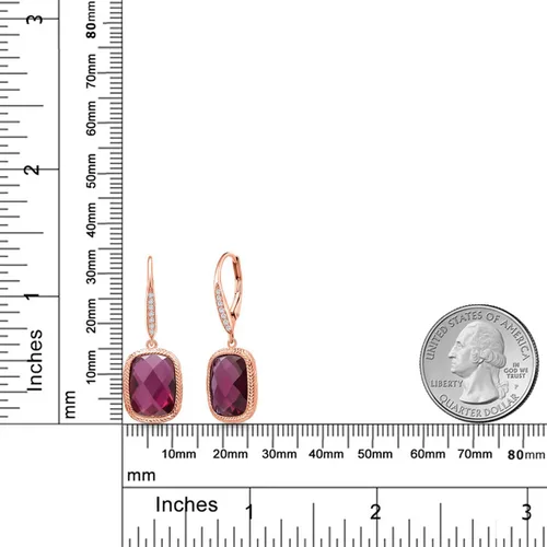 Miniatura 30 de Gem Stone King Aretes colgantes de plata de ley 925 con piedra natal y diamantes blancos cultivados en laboratorio de 4.60 quilates para mujer