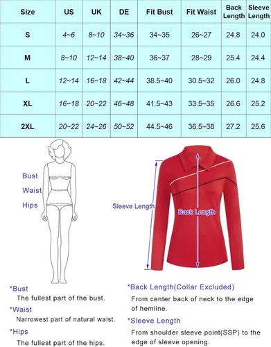 Miniatura 6 de JACK SMITH Polo de golf para mujer, ajuste seco, UPF 50+, manga larga, con cremallera, ajuste delgado, atlético, con soporte para camiseta