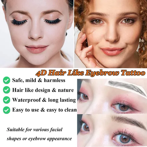 Miniatura 3 de 77 pares de calcomanías de tatuaje de cejas, 4D, impermeables, naturales, para cejas, de larga duración, perfectas para mujeres y niñas (negro)