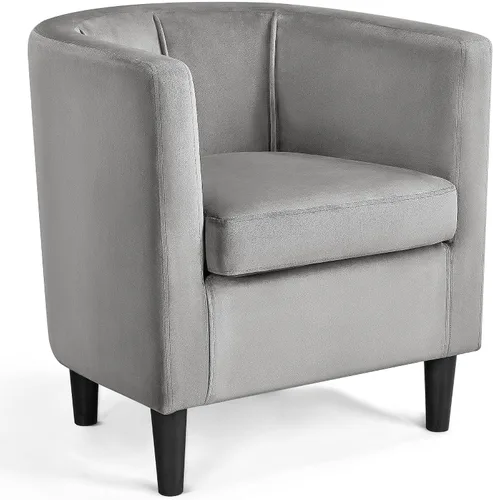 Topeakmart Silla de club de terciopelo, estilo elegante, sillón tapizado para sala de estar, recepción, dormitorio, gris