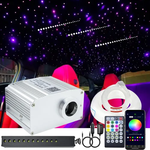 Miniatura 11 de Kit de luces de techo de estrella de fibra óptica parpadeante de 10 W con control Bluetooth de Azimom, luces de interior para automóvil y hogar, 450