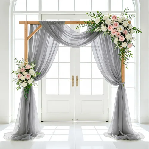 Miniatura 21 de Tela para Drapeado de Arco de Boda Azul Real 20 FT 1 Panel Cortinas de Gasa Azul Cortinas de Telón de Fondo Transparentes Arcos de Boda