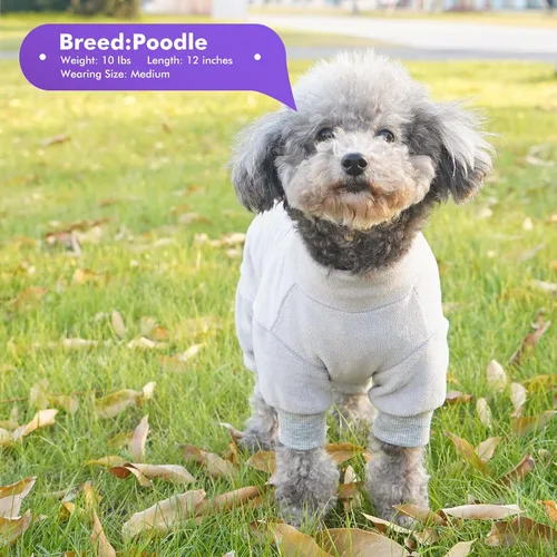 Miniatura 8 de cyeollo Pijama de forro polar para perro, abrigo térmico para perro, overol elástico, pijamas cálidas para mascotas para perros pequeños, color gris