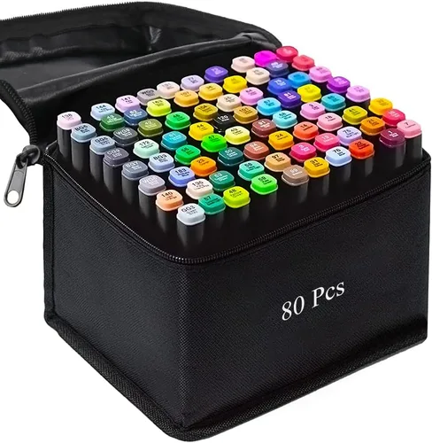 Marcadores de alcohol, juego de marcadores de dibujo artístico de 80 colores para niños y adultos, marcadores permanentes de boceto de doble punta,
