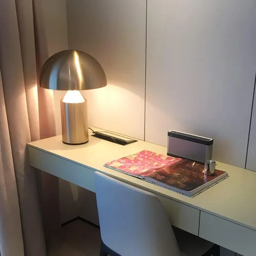 Miniatura 4 de Lámpara de mesita de noche en forma de hongo Meefad, lámpara de mesa moderna con base pesada, luz nocturna en forma de cúpula, lámpara de acento
