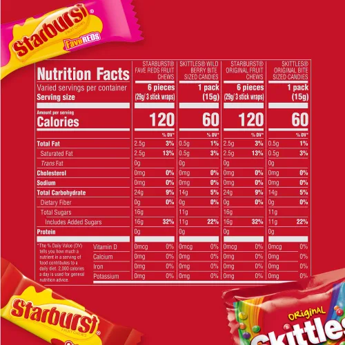 Miniatura 2 de Skittles, Starburst Fun Size Chewy Candy Surtido Variedad, envueltos individualmente, 32.28 onzas, bolsa a granel