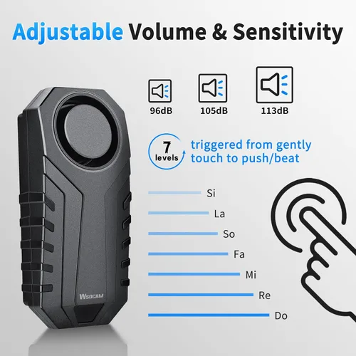 Miniatura 5 de WSDCAM Sistema de alarma con sensor de vibración antirrobo de 113 dB para bicicleta eléctrica, motocicleta, carrito de golf, remolque, buzón, puerta